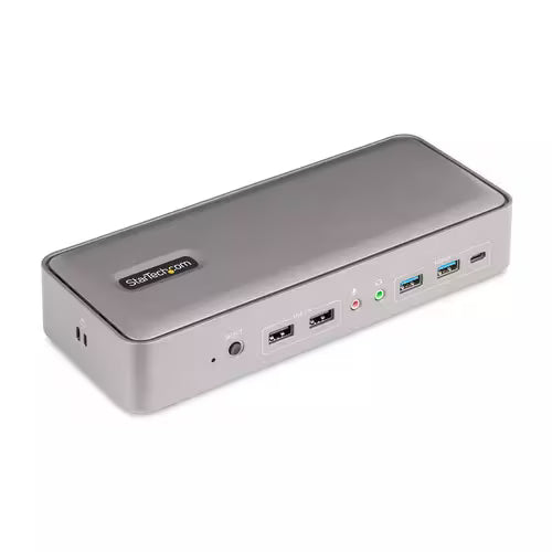 StarTech Dual-Laptop USB-C KVM Docking Station, 5-Port USB Hub, GbE, 90W/45W Power Delivery to Two Laptops