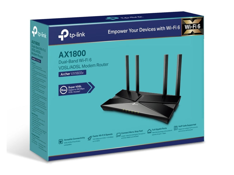 TP-Link Archer VX1800v AX1800 Dual-Band Wi-Fi 6 VDSL/ADSL Modem Router