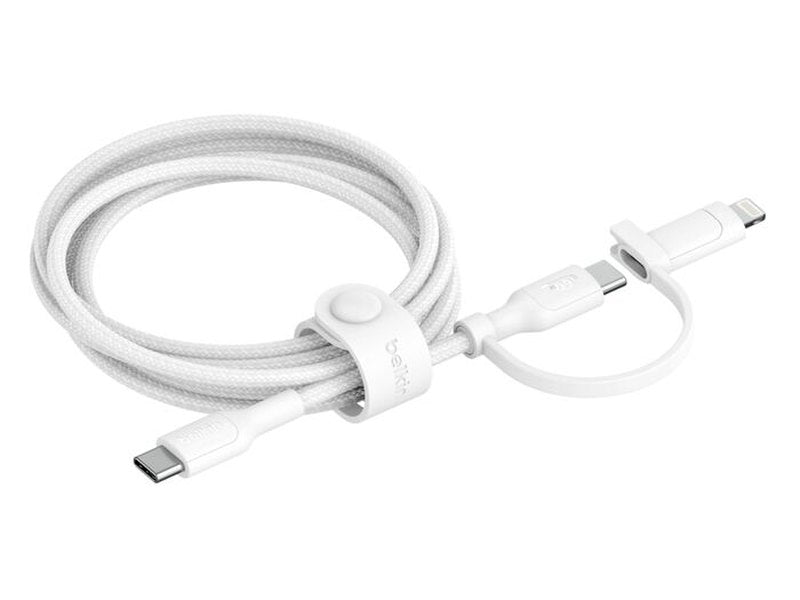 Belkin BoostCharge Pro 2-in-1 Cable With USB-C and Lightning Connector 1.5M - White