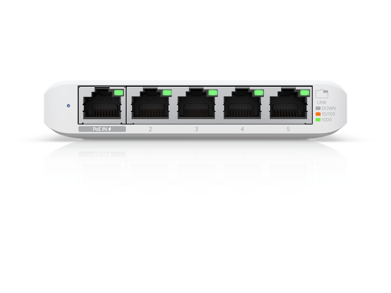 Ubiquiti USW Flex Mini 5 Pack - Managed, UniFi, Layer 2 Gigabit, 5x GbE RJ45 Ports, Power Via PoE /USB Type-C 5V 1A, No PSU,