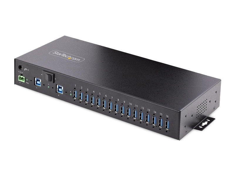 StarTech 16 Port Industrial USB 3.0 Hub/Switch 5Gbps, Metal, Mountable 2Yr