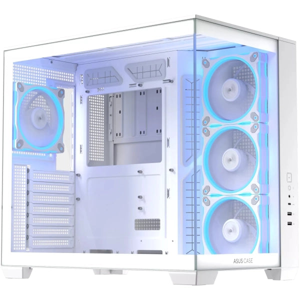 ASUS A32 Plus ARGB White Tempered Glass ATX Mid Tower PC Case with 4 ARGB Fans