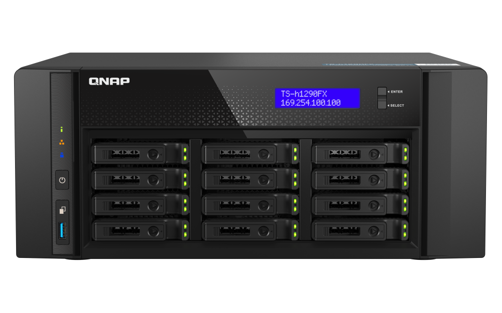QNAP TS-h1290FX-7232P-64G 12-Bay U.2 NVMe PCIe Gen4 x4 all-flash desktop NAS