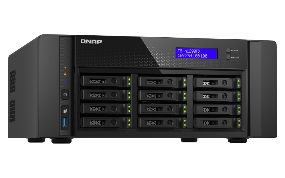 QNAP TS-h1290FX-7232P-64G 12-Bay U.2 NVMe PCIe Gen4 x4 all-flash desktop NAS