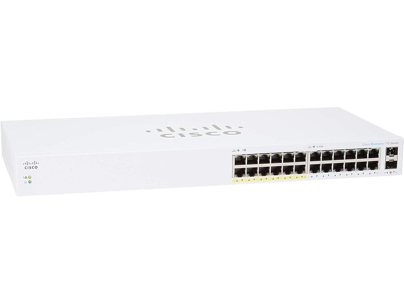 Cisco CBS110 24 Ports Ethernet Switch, PoE, GE, 2x1G SFP Shared