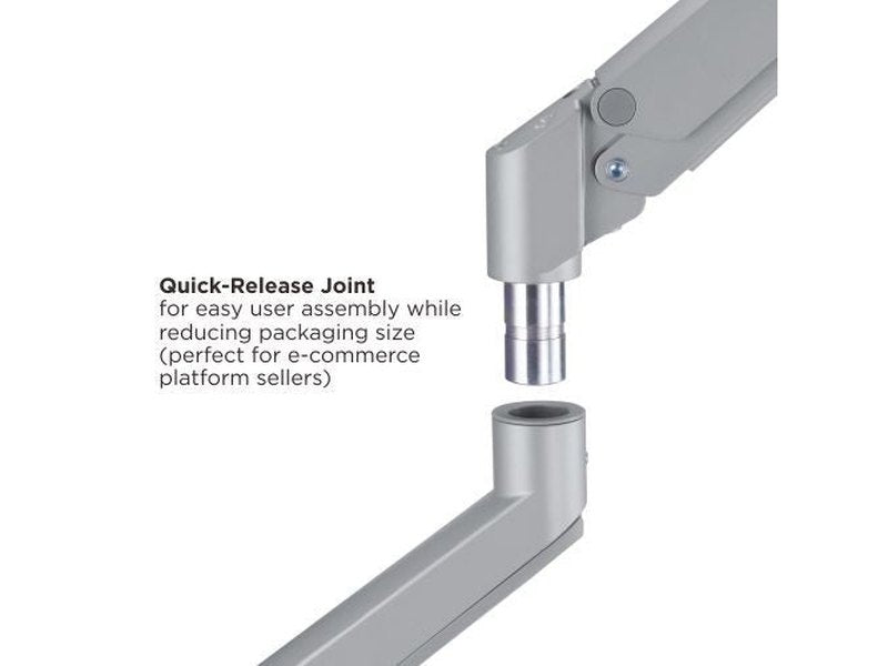 Brateck Dual Monitor Thin Gas Spring Monitor Arm Fit Most 17"-32" Monitors, Up to 9kg per screen VESA 75x75/100x100 Matte Silver