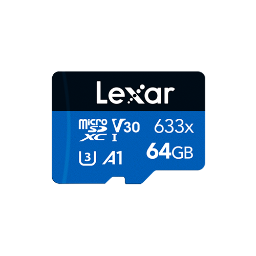 Lexar® High-Performance 633x 64GB microSDHC™/microSDXC™ UHS-I Card BLUE Series