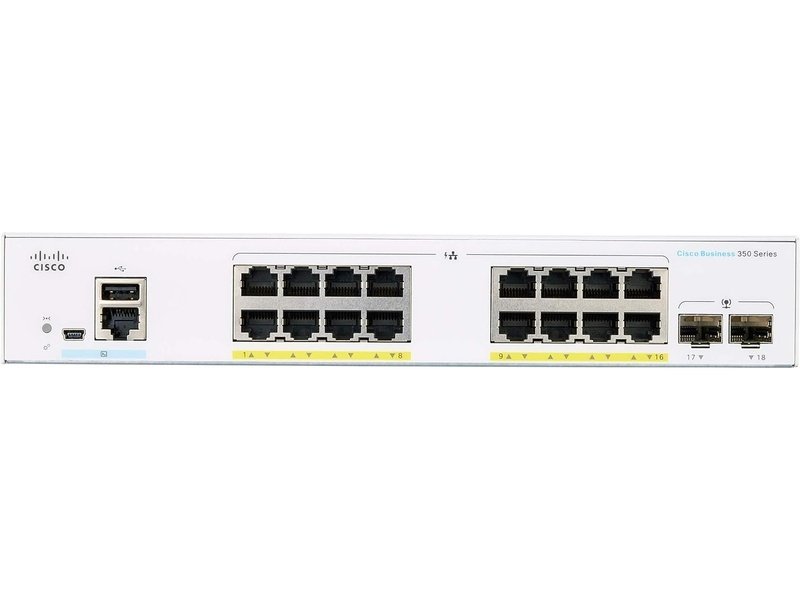 Cisco CBS350 16 Ports Manageable Ethernet Switch, PoE, GE, 2x1G SFP