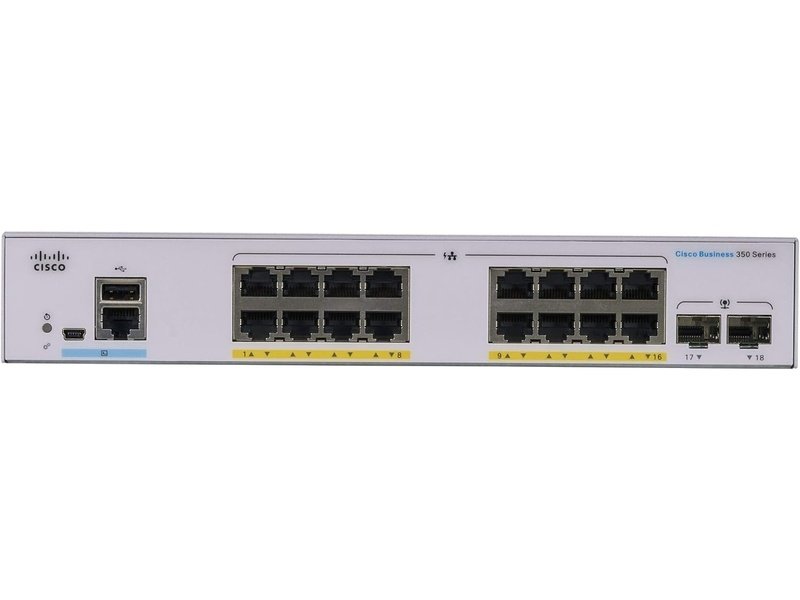 Cisco CBS350 16 Ports Manageable Ethernet Switch, Full PoE, GE, 2x1G SFP
