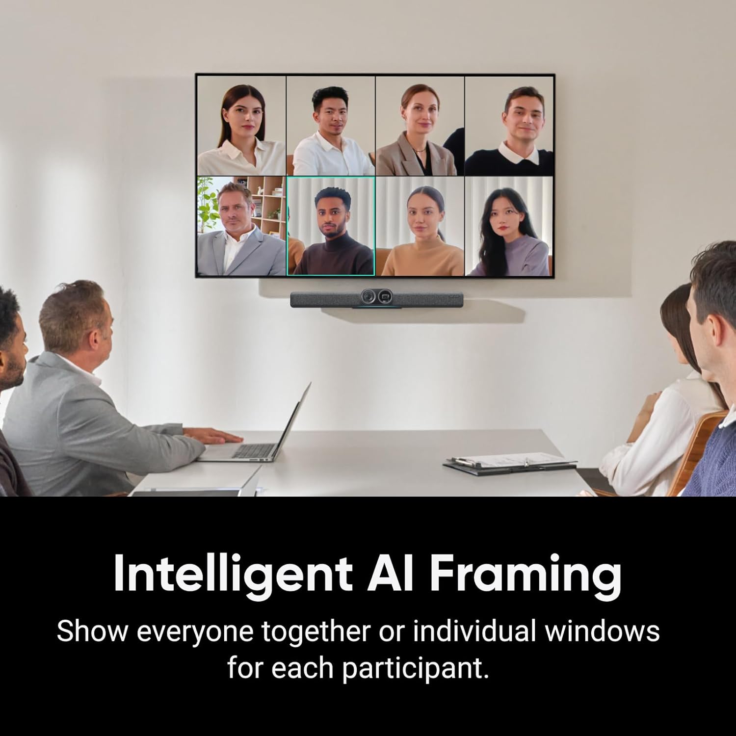 Insta360 Connect - AI Conference Room System with Android OS, Zoom Certified, Dual-4K Cameras, Speaker Tracking, 14-Mic Array, Voice Pickup to 33ft, Whiteboard Mode, Work with Teams/Google Meet/Webex