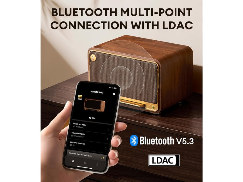 Edifier D32-BROWN Smart Speaker wifi and bluethooth Brown