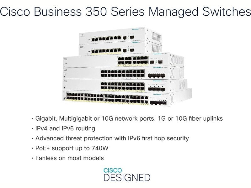 Cisco Business CBS350 8 Ports Manageable Ethernet Switch, PoE, 2x10G SFP