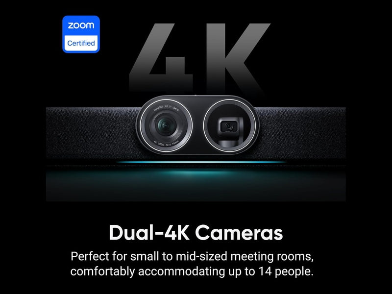 Insta360 Connect - AI Conference Room System with Android OS, Zoom Certified, Dual-4K Cameras, Speaker Tracking, 14-Mic Array, Voice Pickup to 33ft, Whiteboard Mode, Work with Teams/Google Meet/Webex