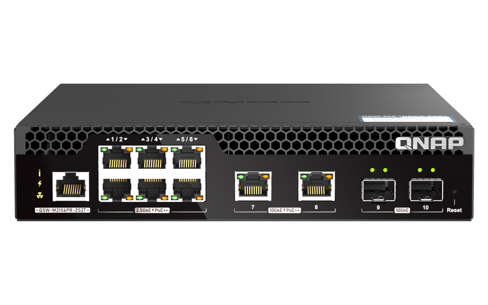QNAP QSW-M2106R-2S2 Thalf-width rackmount L2 PoE Managed Switch