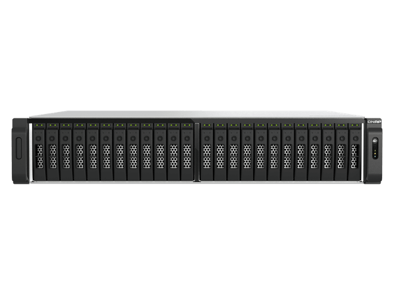 QNAP TS-h3077AFU-R5-32G 2U 30-bay 2.5" SATA all flash NAS AMD Ryzen 7600/Ryzen Pro 7645 6-core/12 thread processor up to 5.1 GHz32GB DDR5 non-ECC RAM 3 Yrs