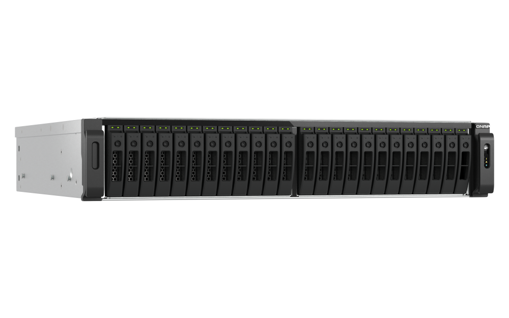 QNAP TS-h3077AFU-R5-32G 2U 30-bay 2.5" SATA all flash NAS AMD Ryzen 7600/Ryzen Pro 7645 6-core/12 thread processor up to 5.1 GHz32GB DDR5 non-ECC RAM 3 Yrs