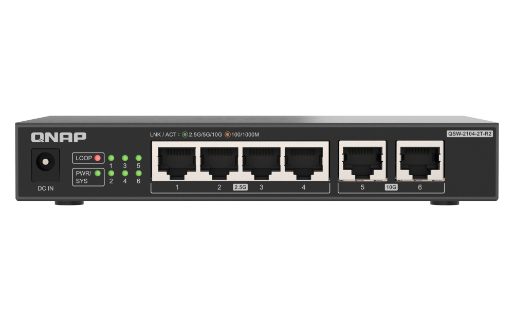 QNAP QSW-2104-2T-R2 2 ports 10GbE RJ45 5x 2.5GbE RJ45 unmanaged switch 2 Years WTY