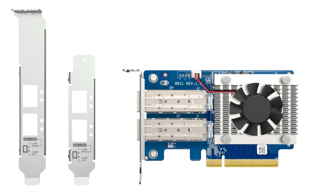 QNAP Dual-port SFP+ 10GbE network expansion card; low-profile formfactor; PCIe Gen3 x8