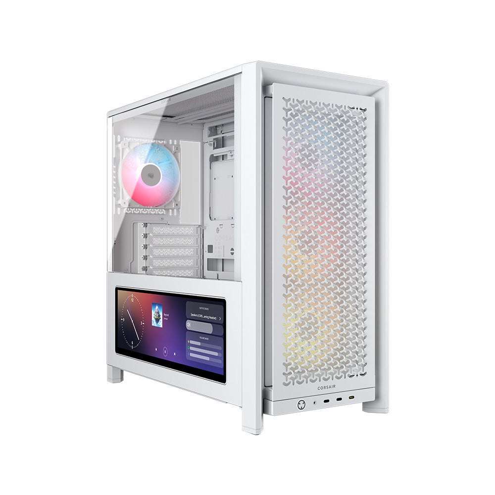 Corsair FRAME 4000D LCD RS ARGB Premium Mid-Tower E-ATX PC Case - White