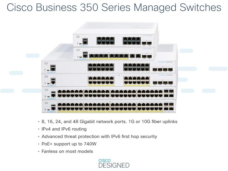 Cisco CBS350 24 Ports Manageable Ethernet Switch, GE, 4X1G SFP