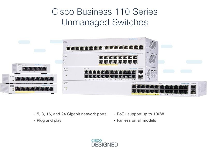 Cisco CBS110 8 Ports Ethernet Switch, PoE