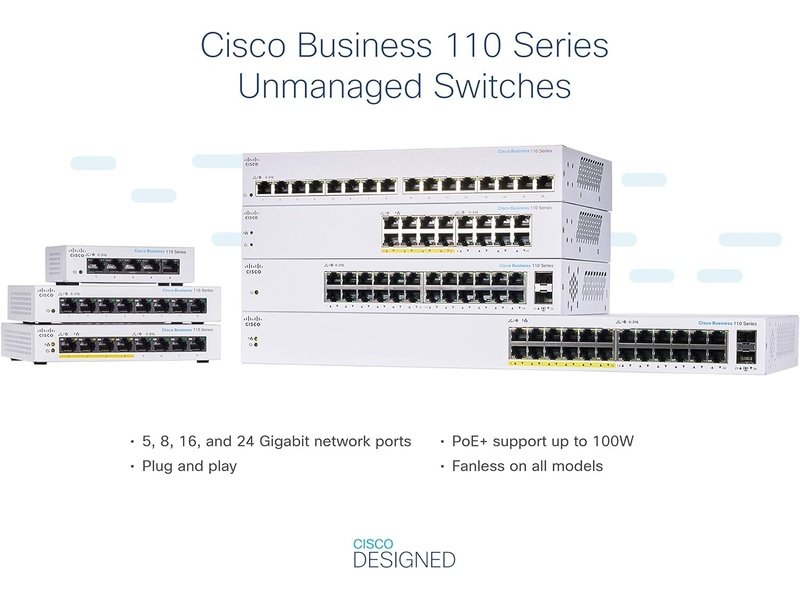 Cisco CBS110 16 Ports Ethernet Switch, PoE