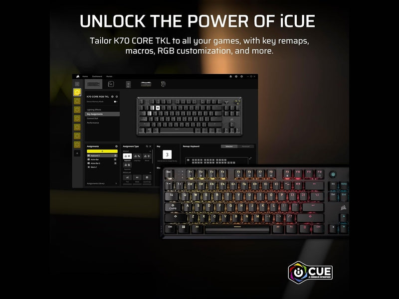 Corsair K70 CORE TKL RGB Wired Mechanical Gaming Keyboard - MLX Red Switch