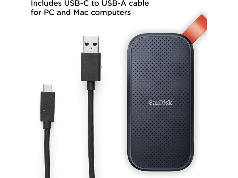 SanDisk Portable SSD, SDSSDE30 1TB, USB 3.2 Gen 2, Type C to A cable