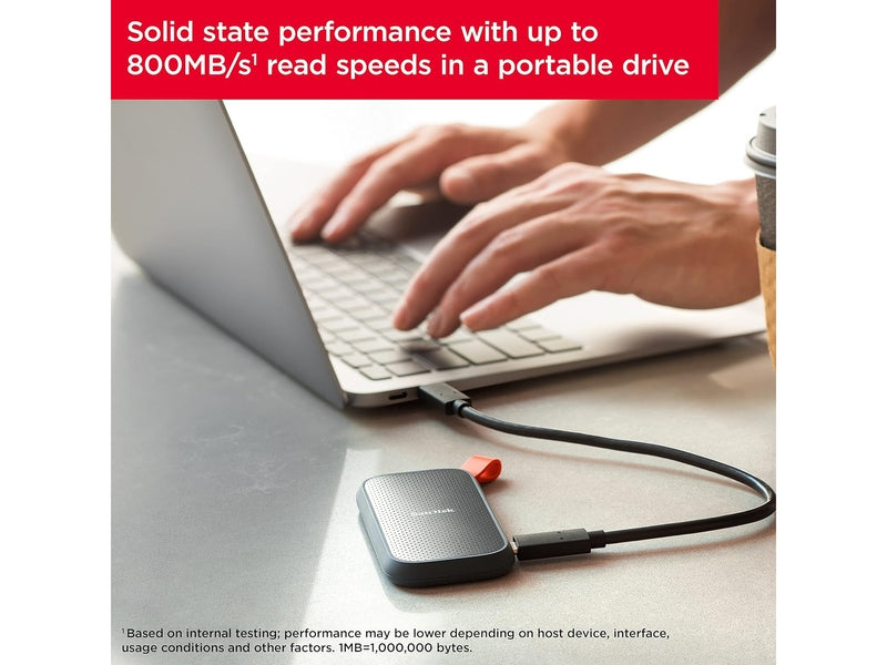 SanDisk Portable SSD, SDSSDE30 1TB, USB 3.2 Gen 2, Type C to A cable