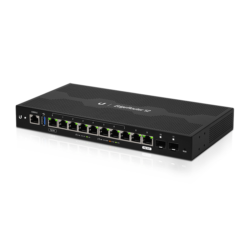Ubiquiti EdgeRouter 12 - 10-Port Gigabit Router, 2 SFP Ports- 24v Passive PoE In and Out Limited