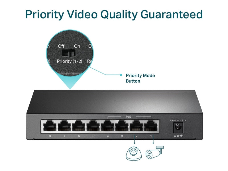 TP-Link TL-SF1008P 4-Port PoE+ 66W 10/100Mbps Desktop Switch with 4-Port RJ45