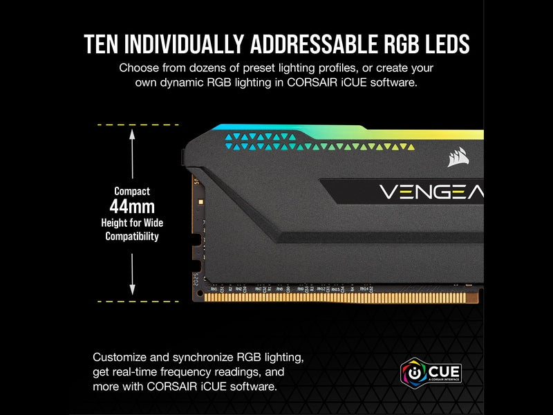 Corsair Vengeance RGB PRO SL 32GB 2x 16GB DDR4 3200MHz Desktop Memory - Black