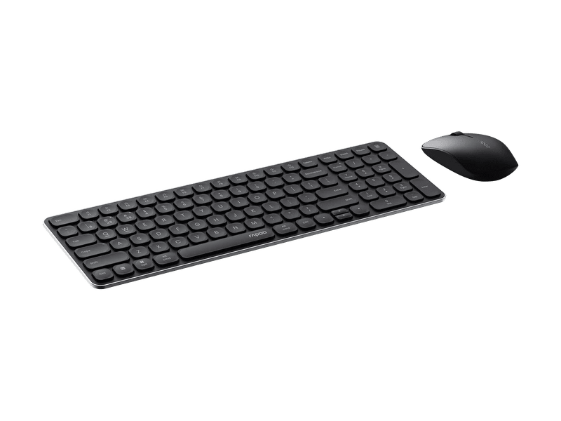 RAPOO 9320M Bluetooth 4.0, 5.0 + 2.4G Wireless Multi-mode Keyboard Mouse Combo, Aluminium Base, 2400 DPI, 10M Range, Compact Black Retail Pack