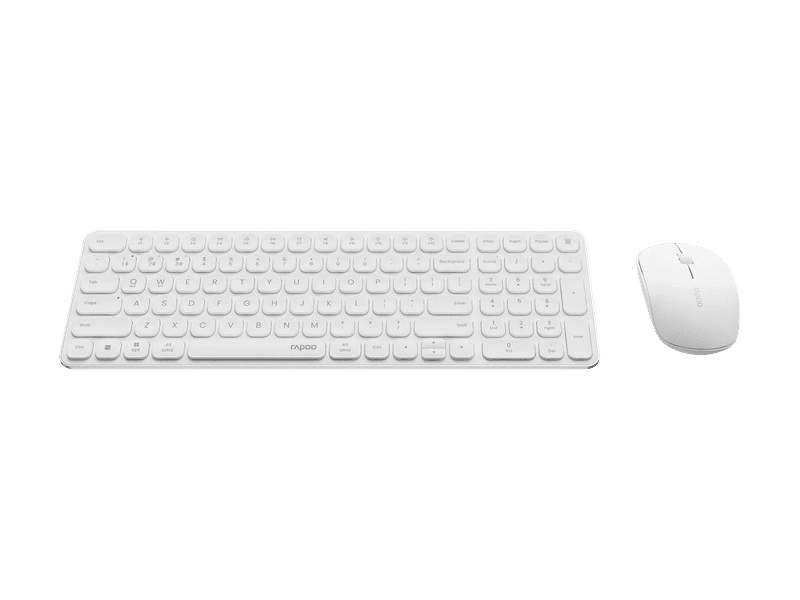 RAPOO 9320M Bluetooth 4.0, 5.0 + 2.4G Wireless Multi-mode Keyboard Mouse Combo, Aluminum Base, 2400 DPI, 10M Range, Compact White Retail Pack