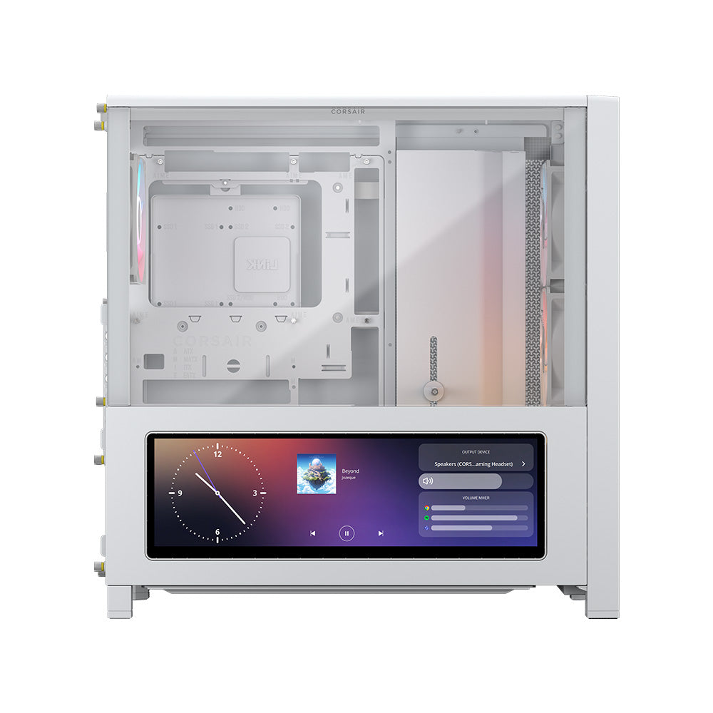 Corsair FRAME 4000D LCD RS ARGB Premium Mid-Tower E-ATX PC Case - White