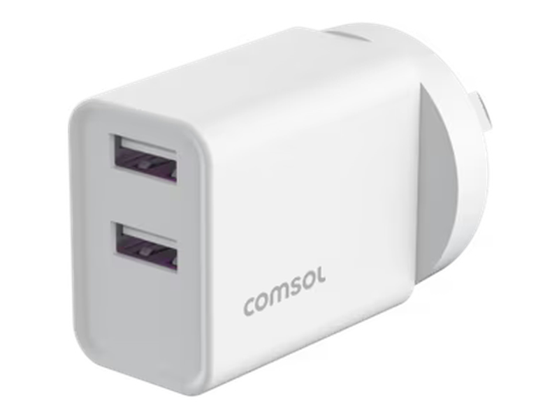 Comsol 12W Dual Port USB-A Wall Charger - AC12A2W