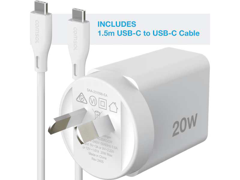 Comsol 20W USB-C Wall Charger + 1.5m USB-C to C Cable