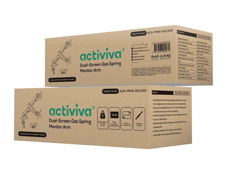mbeat Activiva Ergolife Dual-Screen Gas Spring Monitor Arm 17" - 32"