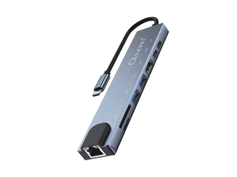 Oxhorn SuperSpeed 8-in-1 USB C to HDTV Adapter Hub 1xHDMI 4K 1xEtherne LAN 2 xUSB 3.0 Type C Type C PD Card Reader TF/SD Aluminum Dock Station