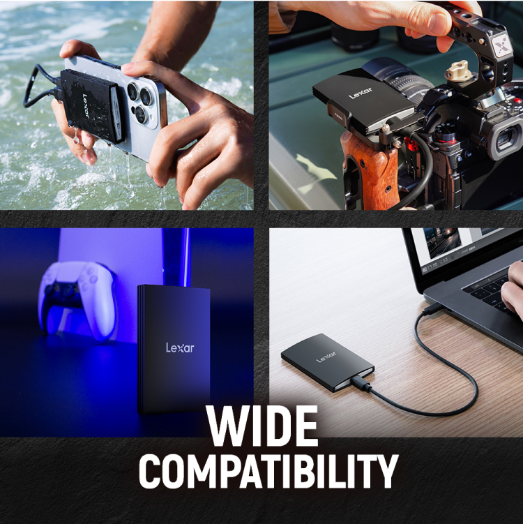 Lexar Armor 700 Portable SSD 1TB, Shoot directly to the drive in up to 4K