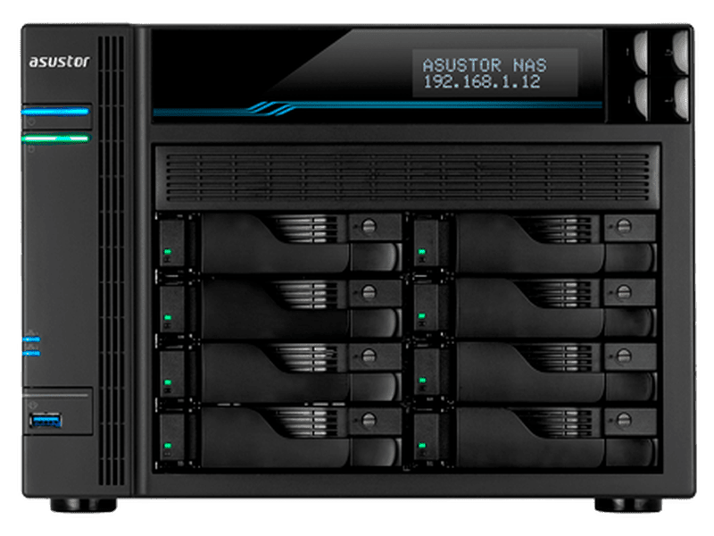 Asustor 8 Bay NAS,Intel ATOM C3538 Quad-Core, 8GB 10GbE x 2, 2.5 GbE x 2, USB 3.2 Gen-1 x 2