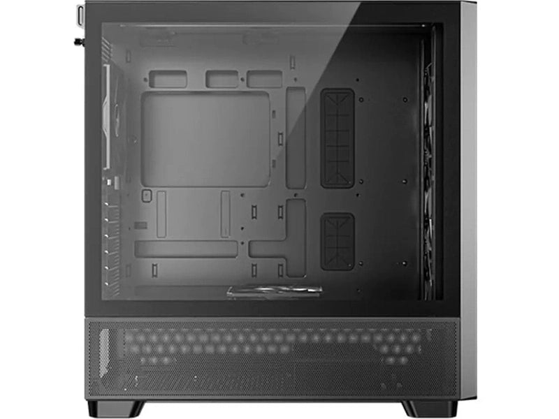 Antec Flux ATX, Black Premium Walnut Trim, 5x Black PWM Performance Fans. Ultra Cooling Design, ARGB Controller, Mid Tower Case