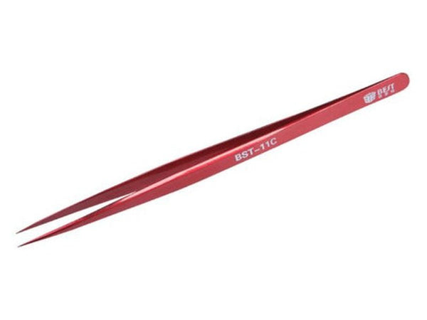 BEST BST-11C Stainless Steel Anti-Static Anti-Acid Straight Sharp Tip Tweezer