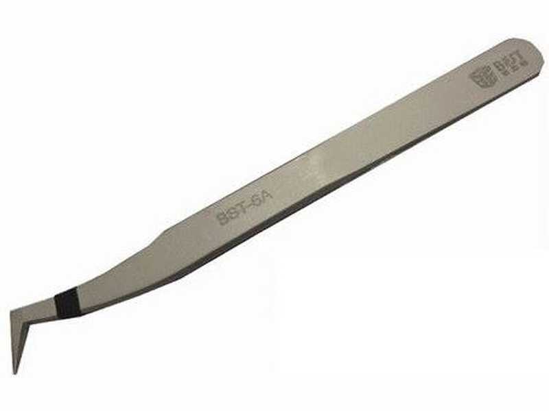 BEST BST-6A Stainless Steel Sharp Tip Angled Tweezer 11cm