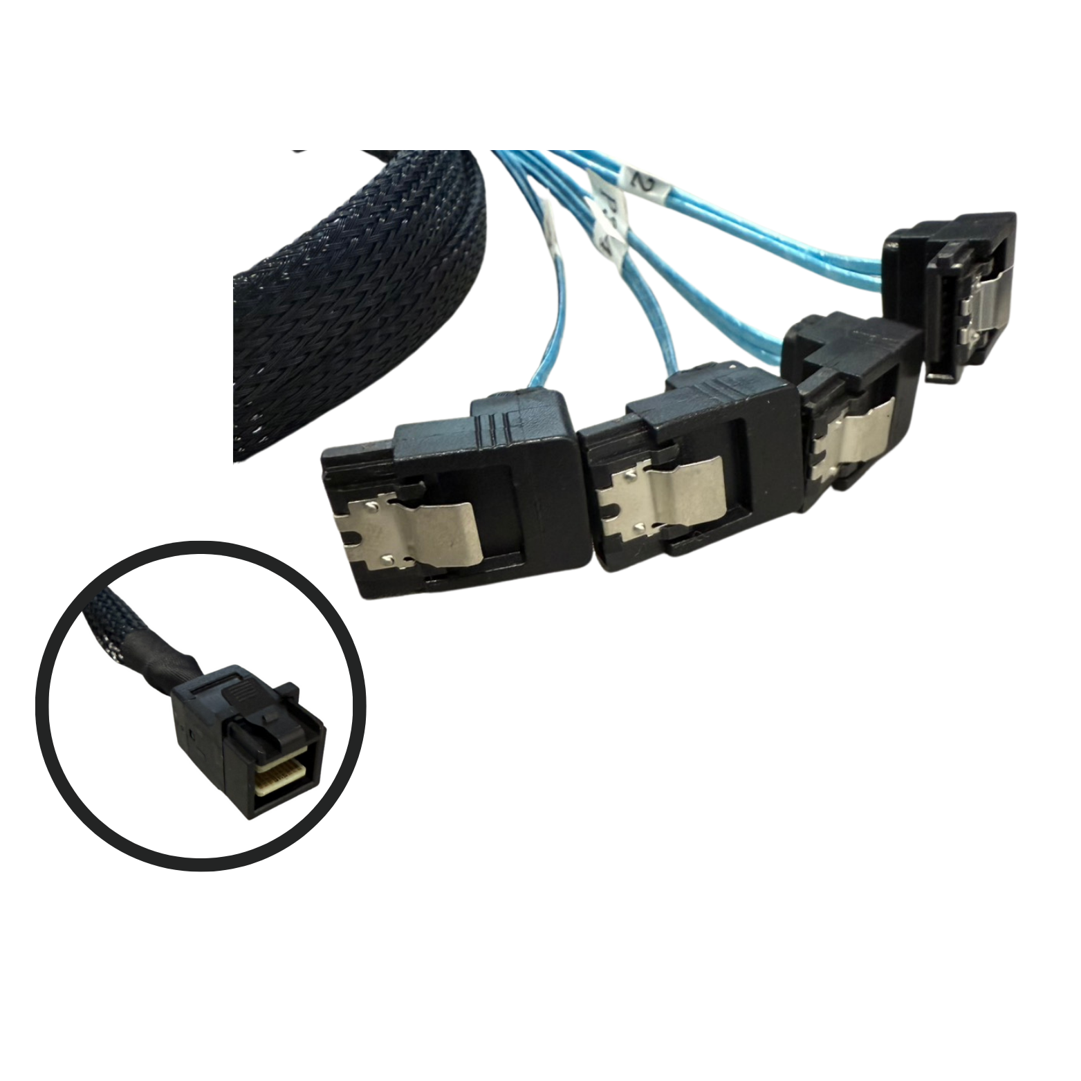 Internal Mini-SAS to 4x SATA Angle Cable - SFF-8643 to 4x SATA 1 m