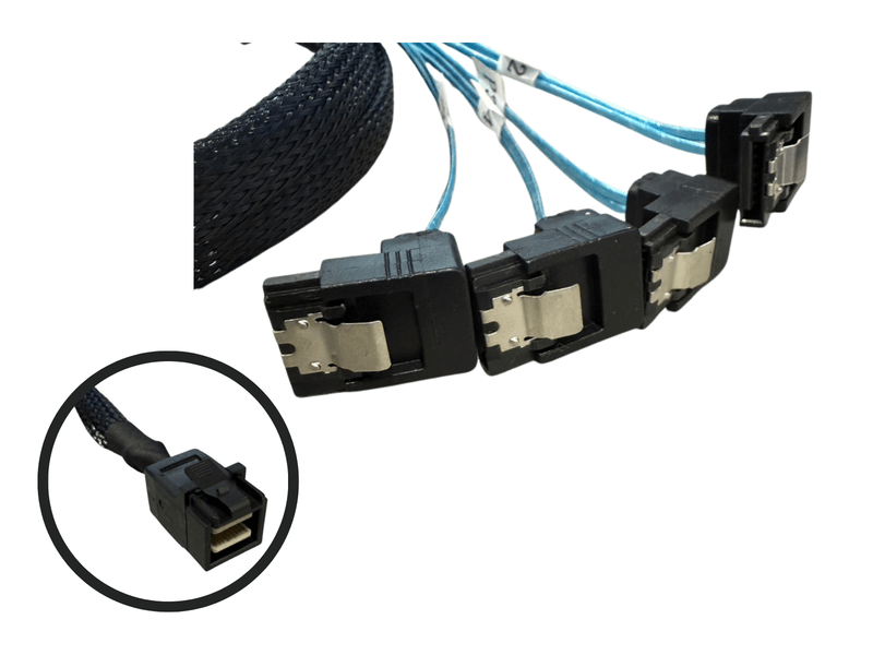 Internal Mini-SAS to 4x SATA Angle Cable - SFF-8643 to 4x SATA 1 m