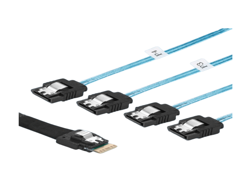1M 24G Slim Line SAS 4.0 SFF-8654 4i 38pin to 4 x SATA Cable