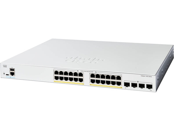 Cisco Catalyst 1200, 24-Port Managed Switch with 24 Gigabit Ethernet PoE+ with 375W Power Budget and 4 SFP Ports
