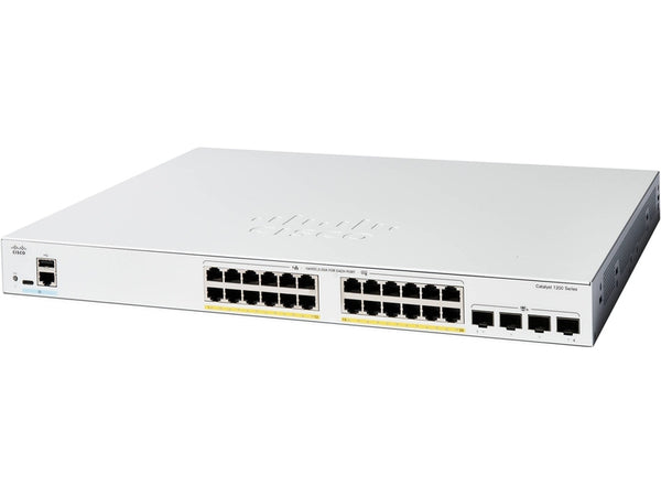 Cisco Catalyst 1200, 24-Port Managed Switch with 24 Gigabit Ethernet PoE+ with 375W Power Budget and 4 SFP+ Ports