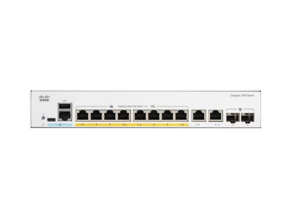 Cisco Catalyst 1200, 8-Port Managed Switch with 8 Gigabit Ethernet and 2 Gigabit Copper/ SFP Combo Ports